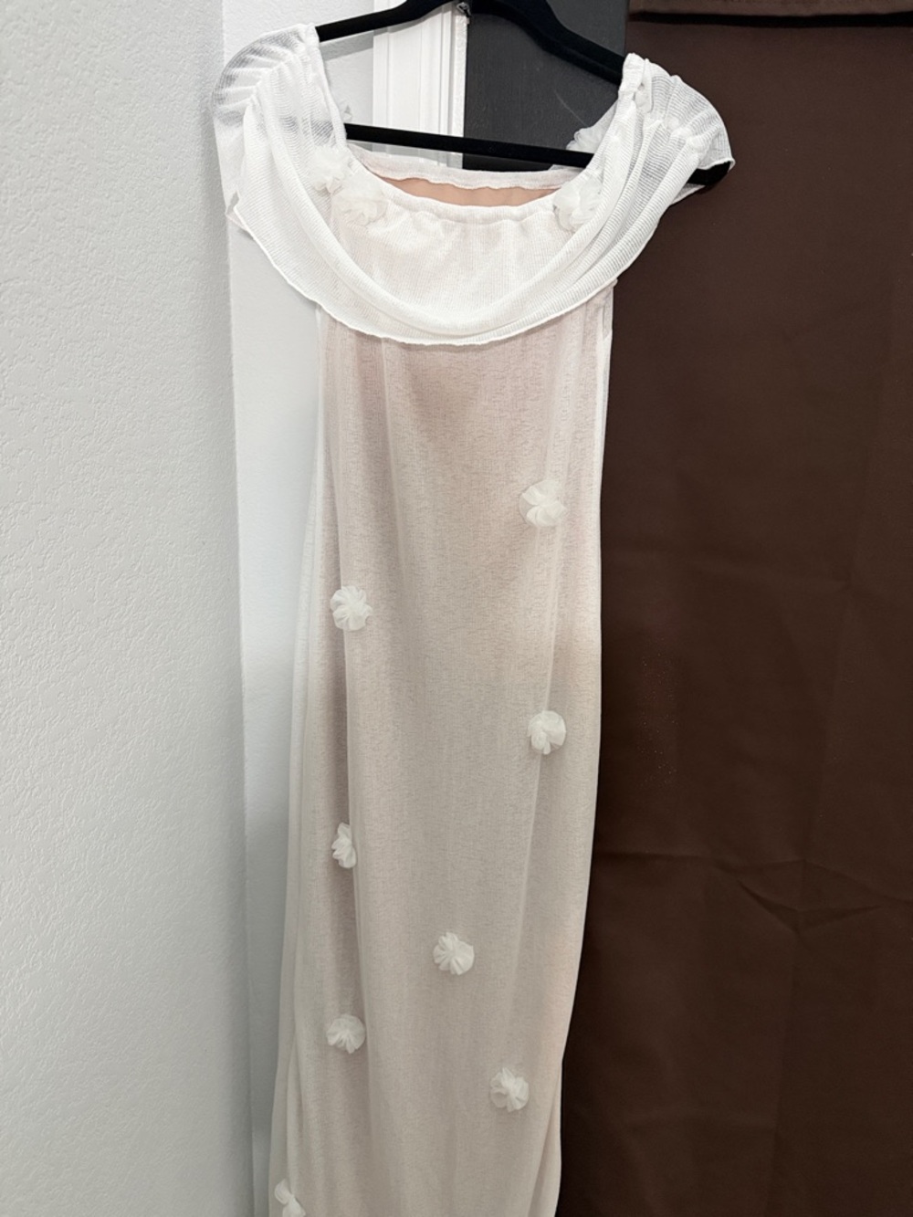 Meshki White Maxi Dress with Floral Appliqués